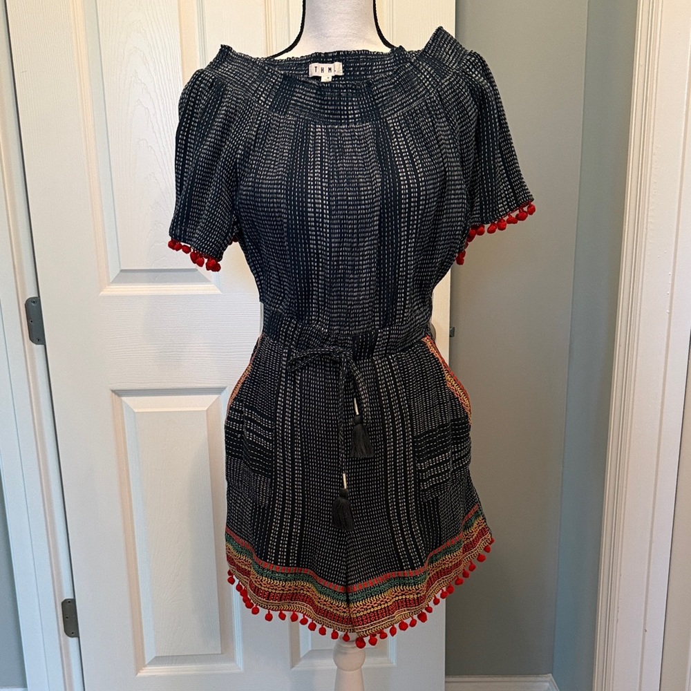 Anthropologie THML brand Navy and White Textured Top